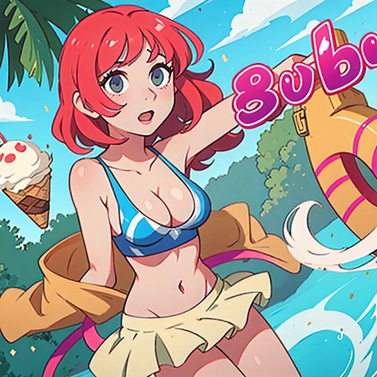 girl in a bikini eating an ice cream cone, eating ice cream, in a bikini, angela white, giorgia meloni, katy perry, in bikini, eating ice - cream, wearing spandex bikini, ice cream on the side, bikini, ice cream, wearing a bikini, candid photo of dirty, shiny plastic bikini, candid shot, cone, 1 girl, solo，in a green dress standing by a wall,portrait of female idol