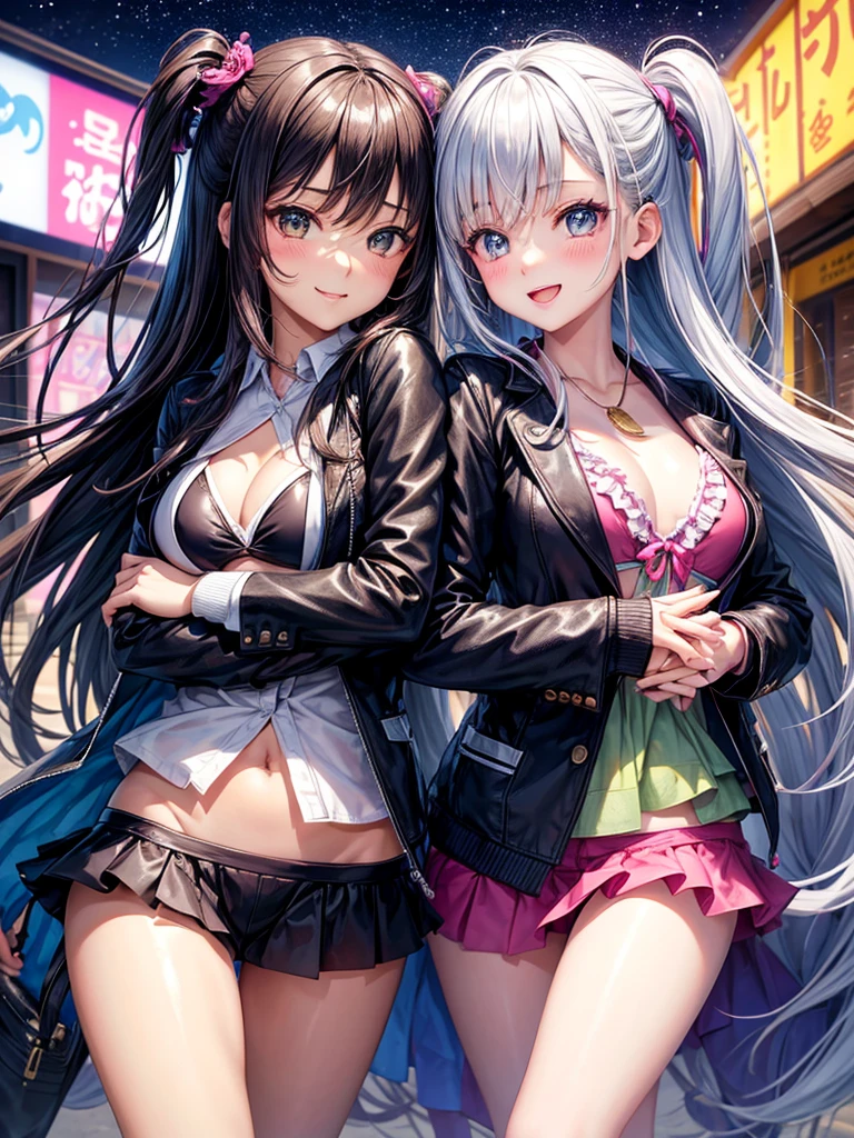 best quality，，smile，blazer，swimsuit，nepal，High-dimensional beautiful girl，leather jacket，Multidimensional beautiful girl，複数人のgirlが描かれている，They are hugging each other，Colorful，Different world，girlの集団，JK，Swimwear，bikini，girl，Sexy and cute，New generation，Evolution of fashion，middle School girlultiple girls are depicted,harem，idol group，starry sky background，photo shoot，long hair，wearing a cardigan，beautiful girlの国，girl&#39;s paradise，highest quality，big breasts，leather jacket，happy girl,horny girl，Blue eyes，perfect face，standing position，She has her bangs down，fur jacket,Beautiful eyes，smooth hair，perfect eyes，beautiful girl，Angel Girl，multicolored hair colors，A beautiful girl who transcends everything，New World Girl，naughty girl，beautiful，High-dimensional beautiful girl，Multidimensional beautiful girl，gathering，Group、，