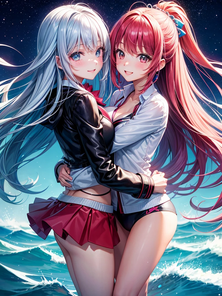 best quality,,smile,blazer,swimsuit,nepal,High-dimensional beautiful girl,leather jacket,Multidimensional beautiful girl,複数人のgirlが描かれている,They are hugging each other,Colorful,Different world,girlの集団,JK,Swimwear,bikini,girl,Sexy and cute,New generation,Evolution of fashion,middle School girlultiple girls are depicted,harem,idol group,starry sky background,photo shoot,long hair,wearing a cardigan,beautiful girlの国,girl's paradise,highest quality,big breasts,leather jacket,happy girl,horny girl,Blue eyes,perfect face,standing position,She has her bangs down,fur jacket,Beautiful eyes,smooth hair,perfect eyes,beautiful girl,Angel Girl,multicolored hair colors,naughty girl,beautiful,High-dimensional beautiful girl,Multidimensional beautiful girl,gathering,Group、,