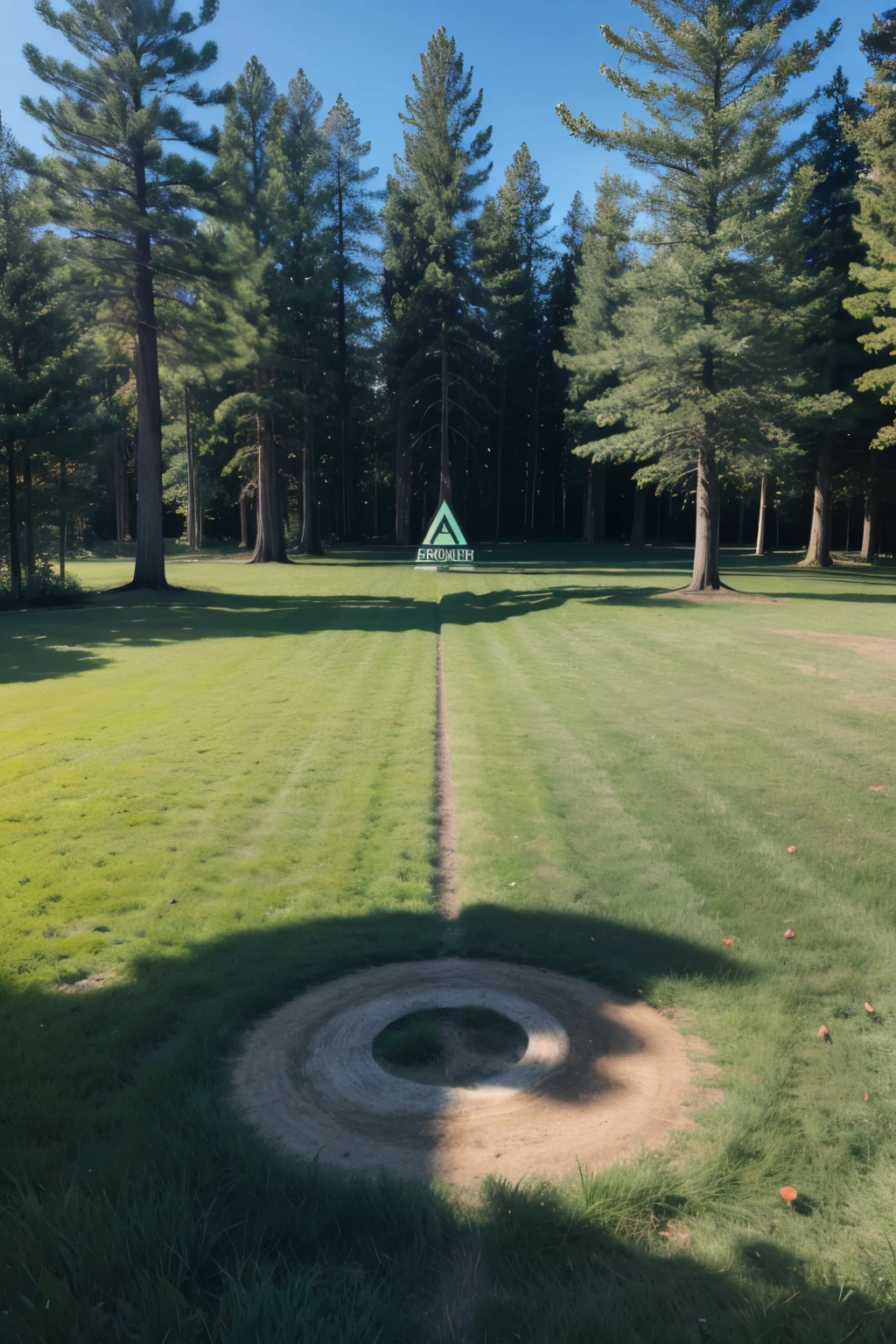 Make a circle-shaped logo with trees and the name in the middle EcoAlert