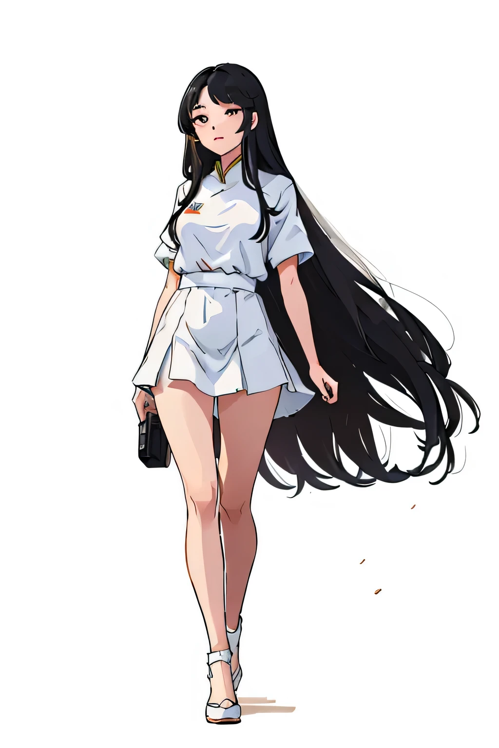 araffe woman with Black long hair walking down a city street, Anime girls in real life, asian girl Long hair, Long hair girl, Girl with extra long hair, anime girl Long hair, Long hair, Her hair is long and straight, very Black long hair, Long hair has wind, Black long hair, with Black long hair, 腰Long hair