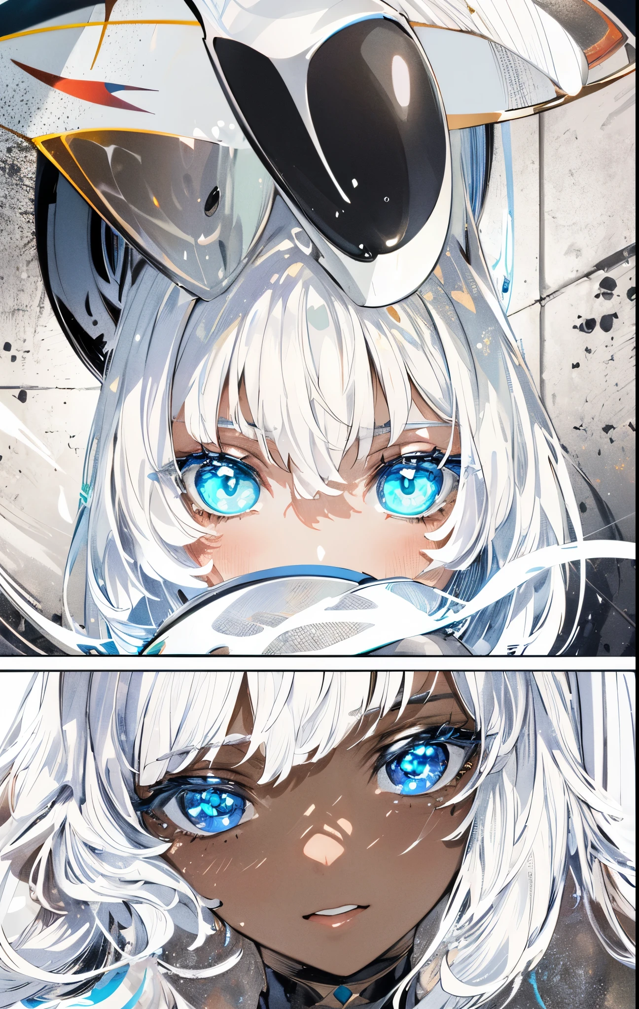 liliana 1girl, solo, long hair, looking at viewer, bangs, blue eyes, white hair, dark skin, blunt bangs, dark-skinned female,
BREAK (masterpiece:1.2), best quality, high resolution, unity 8k wallpaper, (illustration:0.8), (beautiful detailed eyes:1.6), extremely detailed face, perfect lighting, extremely detailed CG, (perfect hands, perfect anatomy),