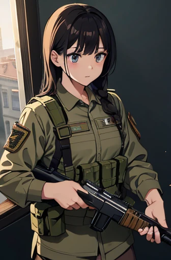 army,cat years,holding_weapon,masterpiece,best quality,super fine illustration,