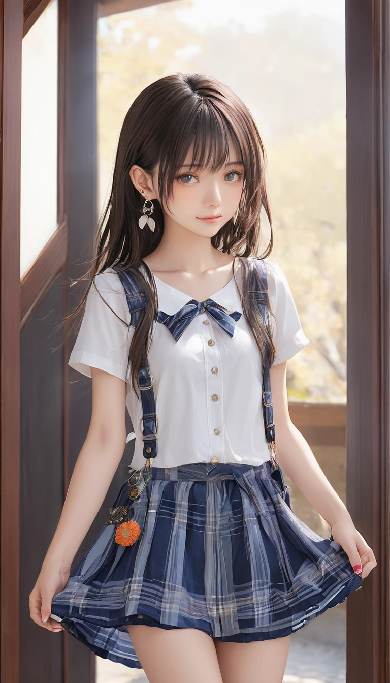 (masterpiece, Highest quality:1.2), One Girl, alone,Bony body、15 years old、Earringagical girl clothes 