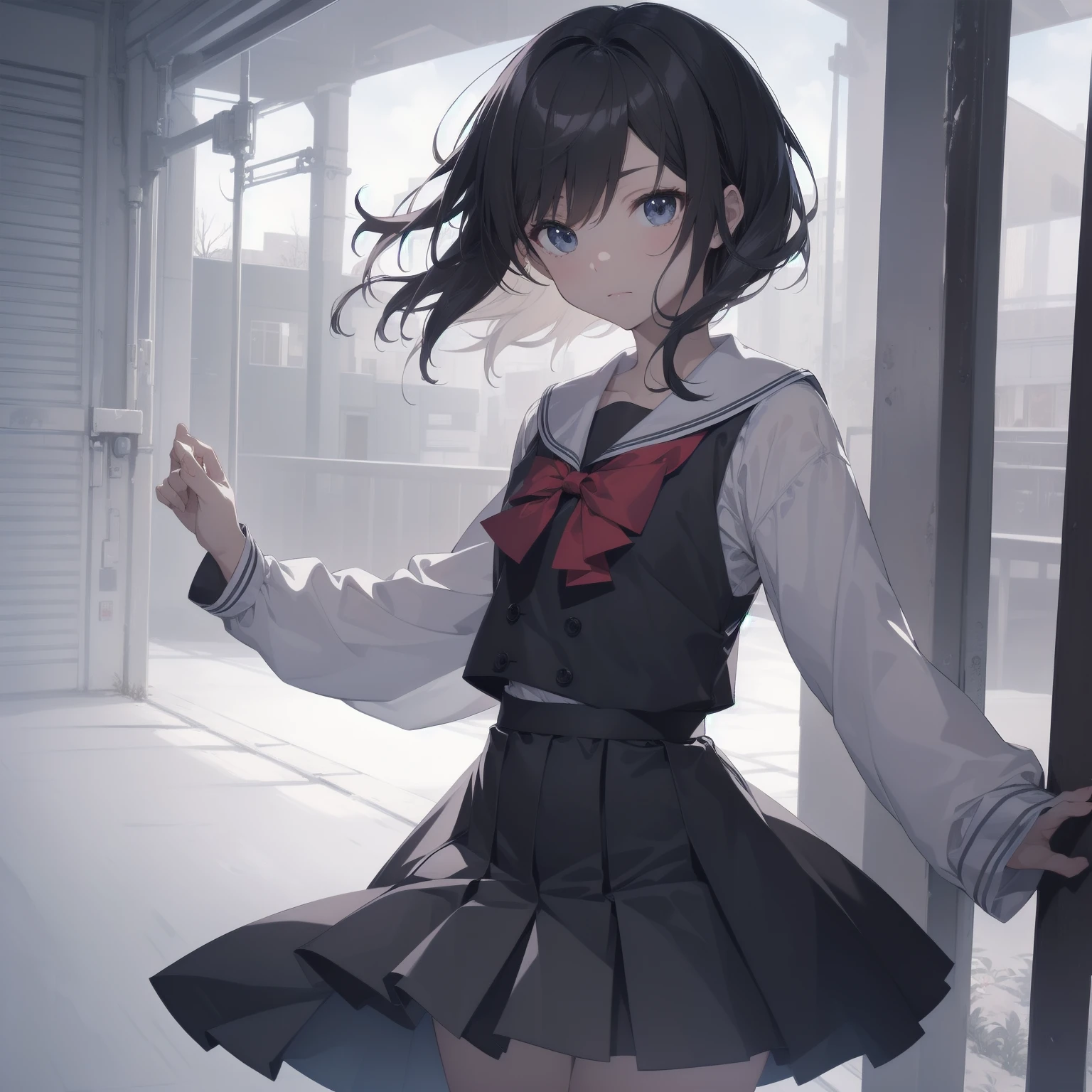 ultra-absurdres-Top quality by artist God, ultra-detailed, high resolution, anime moe artstyle, best anime 8k konachan wallpaper, pixiv contest winner, pool:2810, perfect ???????,break, 1girl, (Please draw a girl walking sleepily to school alone. )break,(Solo,little female, 13-year-old:1.3),Full limbs, complete fingers,a junior high school student, (very short hair), short cut, flat chest, , small butt, small black eyes, beautiful detailed eyes, well-proportioned iris and pupils, expressive eyes, highres detailed hair, soft expression, salor school_uniform, sailor collar, serahuku, bow, pleated skirt,(Detailed Lighting), (Detailed background), in the School commute route. break,super detailed skin, Best cinematic lighting powered by famous artist, 8k,beauty illustration,photoshop_(medium),very aesthetic,break,((artist:nekotoufu )), artist:clamp ,artist:carnelian ,artist:kantoku ,
