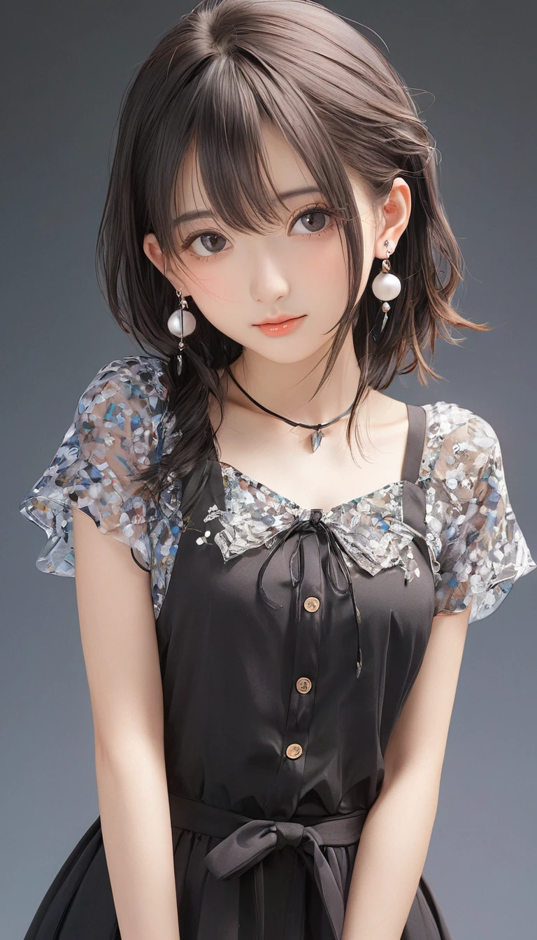 (masterpiece, Highest quality:1.2), One Girl, alone,Bony body、15 years old、Earringagical girl clothes 