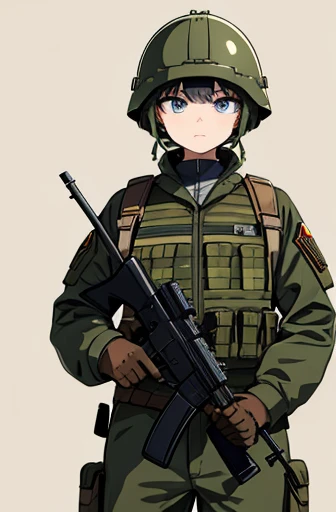 army,army helmet,holding_weapon,masterpiece,best quality,super fine illustration,