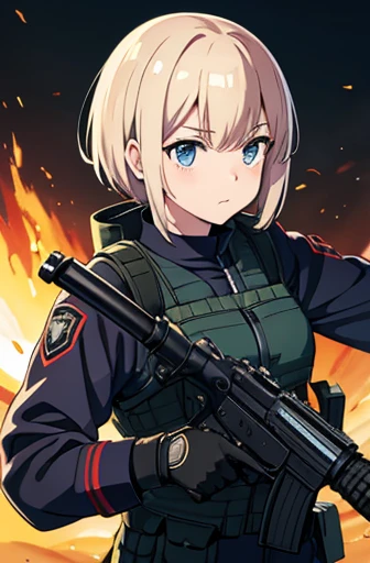 swat,battle field,holding_weapon,masterpiece,best quality,super fine illustration,