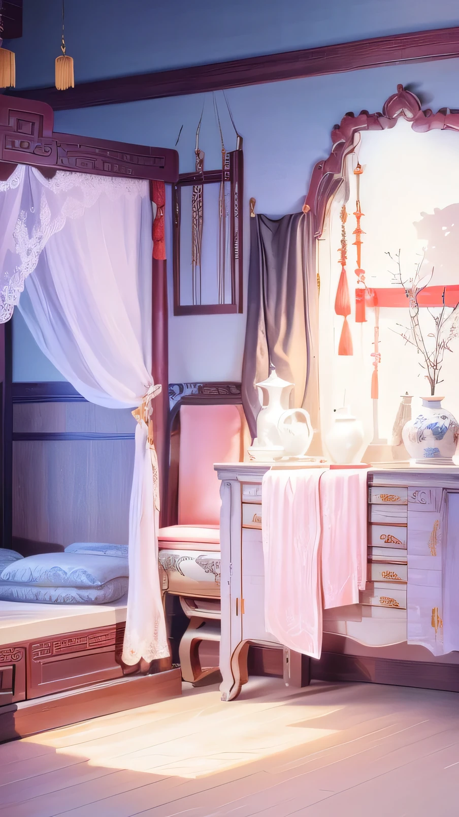 Chinese Tang Dynasty Boudoir，bedroom，Chinese Boudoir