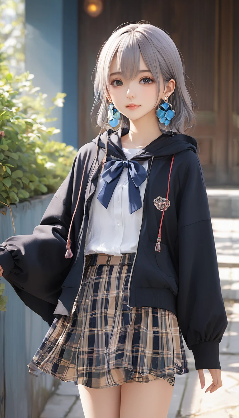 (masterpiece, Highest quality:1.2), One Girl, alone,Bony body、、Earringagical girl clothes