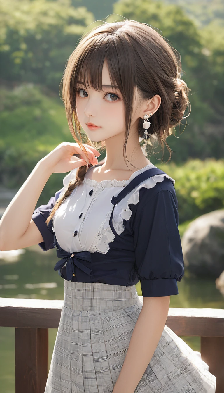 (masterpiece, Highest quality:1.2), One Girl, alone,Bony body、15 years old、Earringagical girl clothes 