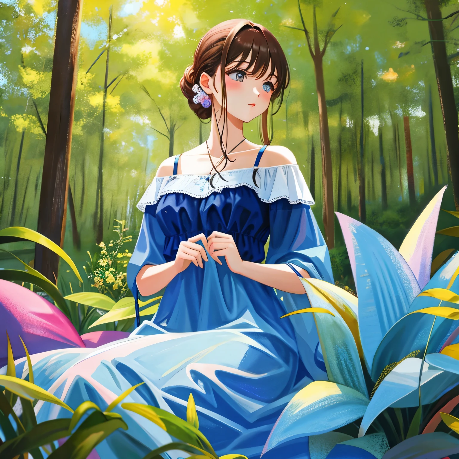（（（masterpiece, best quality, ultra-detailed, ultra high resolution, Top Quality photorealistic Illustration, Ultra Definition, cute illustration:1.3, high Saturation:1.2, detailed beautiful face and eyes, an extremely delicate and beautiful, nice hands, perfect hands, appropriate posture, appropriate configuration, ideal ratio body proportions, absurdres, realistic, hyper-realistic, golden ratio 1.2, drafting board 1.3, ultra-quality detailed art, high resolution (HD, 4K, 8K, 16K), color bit depth 24-bit, 48-bit, 8K, ultra high resolution: 1.2）））, BREAK
artistic and ultimate, strongest and perfect, extraordinary, groundbreaking, astonishing, overwhelming, original, pioneering, innovative, BREAK
blue, gold, green, light blue, yellow, silver, deep red, light purple, deep brown, pink, wine red, BREAK
health and healing: blue has a relaxing effect and supports physical and mental health. Incorporating blue when feeling stressed may help you relax, BREAK
pose: relaxed posture, background: natural scenery, clothing: casual and relaxed attire, hairstyle: natural hairstyle, expression and atmosphere: calm and relaxed expression, other (additional elements): relaxed scene in nature, BREAK
recommended models and LoRA: MAX detail and specificity, e.g., Stable Diffusion, Anything V3, Waifu Diffusion, LoRA for enhanced facial details and expressions
