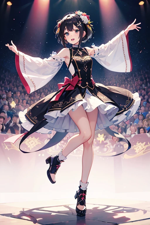 Highest quality、Black Hair、Iris、short hair、girl、cute、、、Small hair ornament、1 person、dancer
