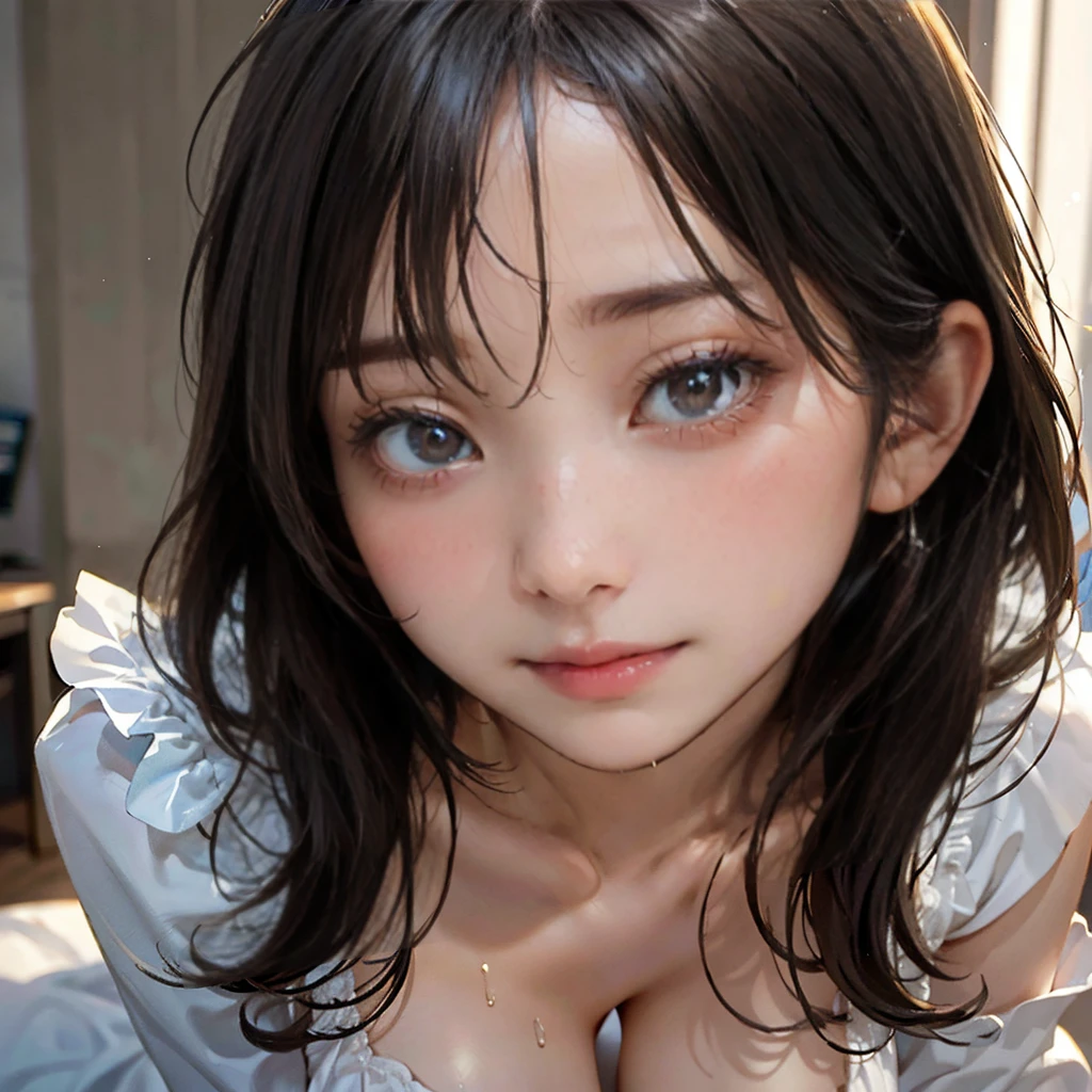 (masterpiece:1.3, Highest quality, Ultra-high resolution, 超detailed), (Realistic, photoRealistic:1.4), Beautiful illustrations, Perfect lighting, Natural light, (Perfect Anatomy, Anatomically correct, 非常にdetailedな肌), (((Cute and symmetrical face, Perfect Face,)))(Three girls sitting, Harajuku, cute, Improve, fusion of center of chest and large breasts, In town))),(high detailed eyes, eyelash, mascara, 邪悪なsmile, :teeth, Shine肌, whole body:1.2), Shiny clothes, (Perfect lighting, Side lighting, Light leakage), Dynamic Angle, (Slippery、Smooth、Smooth、Sparkling、Shine、Sparkling、Seamless Texture {Close-up face:1.3), (Highest quality), (masterpiece), detailed, (shape), Very delicate and beautiful,, Japanese girls, ((Close-up of the cut:1.5)), extremely detailed beautiful clavicle skin, Sweating too much, She flashed her cleavage to nearby viewers......., Upper Body:1.2), Captivating eyes:0.9, SparklingShine瞳:0.8, Oily, Wet Skin, ((Breast compression:1.2)), ((Very soft breasts)), Oiled clothes:1.2, Oily skin:1.2, Sweat dripping from her cleavage, Embarrassment, smile, teasing((Hairstyle,Inner Color,pink))(((high school girl)))