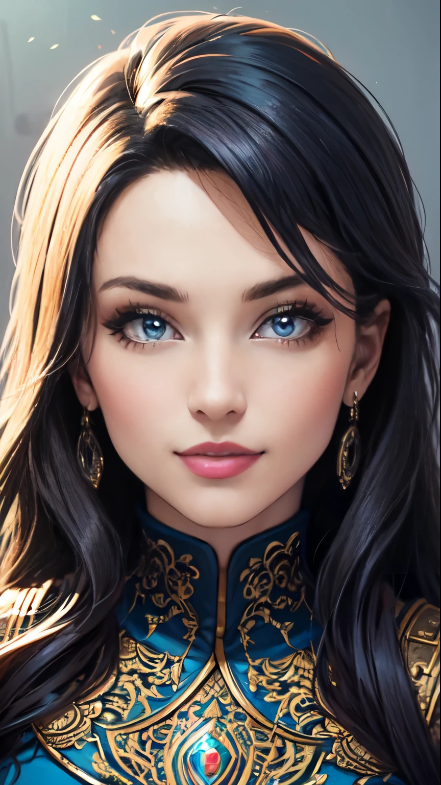 work of art, CRU,  linda arte, professional artist, 8k, style of art by shaman240, very highly detailed face, very detailed hair, 1womanl, perfectly dCRUn body, beautiful  face, long hair, hair light blue , very detailed blue eyes , rosy cheeks, intricate details on the eyes, playful smile, looking directly at the viewer , in love with the spectator&#39;s expression, lipstick, wearing stone clothes, black tee, short pencil skirt, thigh boots, Dancing on stage, concert scene, too close to the face, 