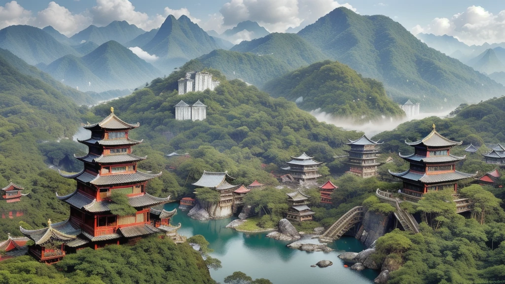 shuimofeng，There are mountains, water and forests，There are no other buildings