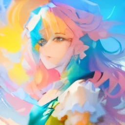 a close up of a person with a colorful hair and a dress, beautiful anime art style, anime style 4 k, beautiful anime style, rossdraws pastel vibrant, anime artstyle, anime art style, anime styled digital art, anime inspired, anime style art, high quality anime artstyle, digital anime art, anime style artwork, anime style. 8k