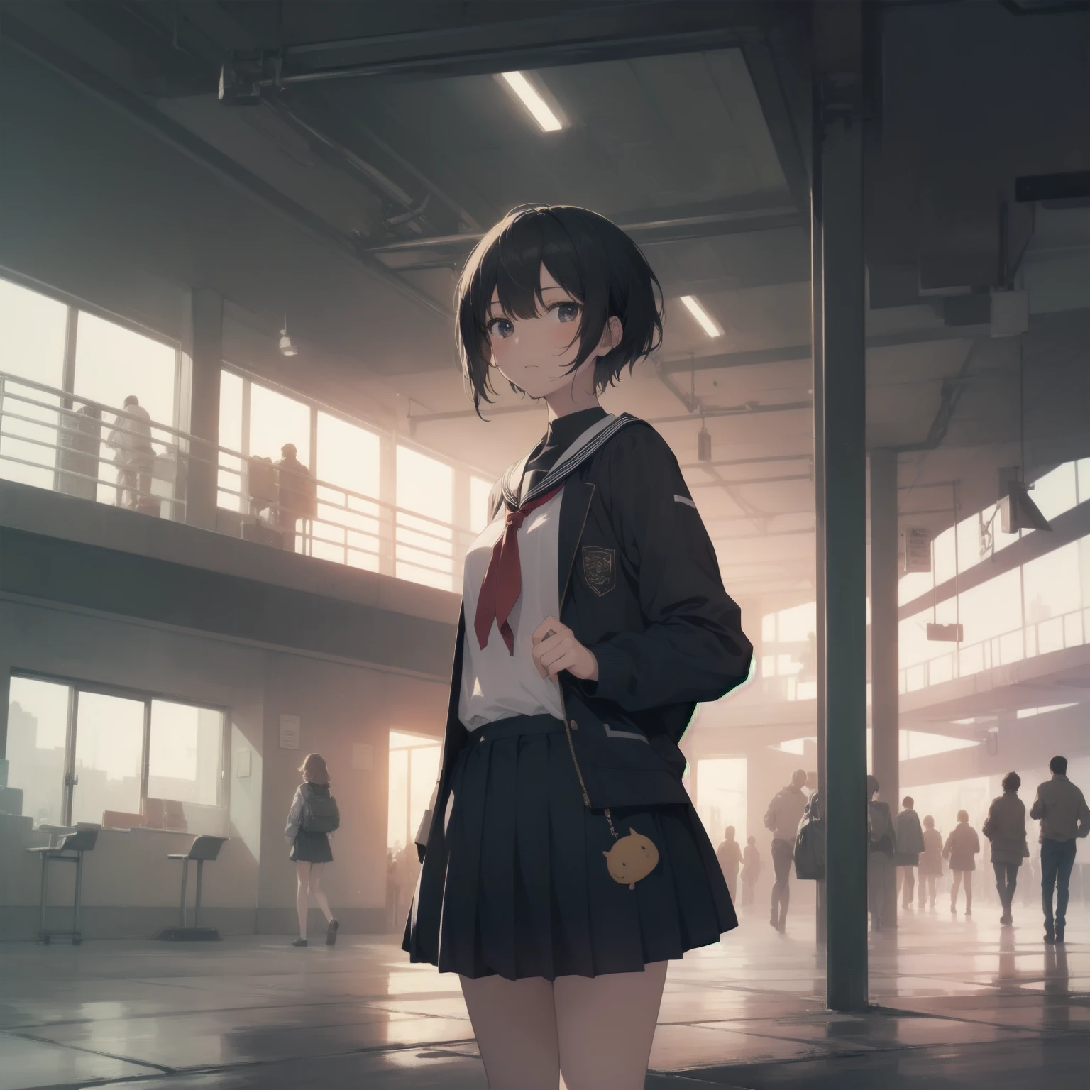 ultra-absurdres-Top quality by artist God, ultra-detailed, high resolution, anime moe artstyle, best anime 8k konachan wallpaper, pixiv contest winner, pool:2810, perfect anatomy,break, 1girl, (Please draw a girl walking sleepily to school alone. )break,(Solo,little female, 13-year-old:1.3),Full limbs, complete fingers,a junior high school student, (very short hair), short cut, flat chest, , small butt, small black eyes, beautiful detailed eyes, well-proportioned iris and pupils, expressive eyes, highres detailed hair, soft expression, salor school_uniform, sailor collar, serahuku, bow, pleated skirt,(Detailed Lighting), (Detailed background), in the School commute route. break,super detailed skin, Best cinematic lighting powered by famous artist, 8k,beauty illustration,photoshop_(medium),very aesthetic,break,((artist:nekotoufu )), artist:clamp ,artist:carnelian ,artist:kantoku ,
