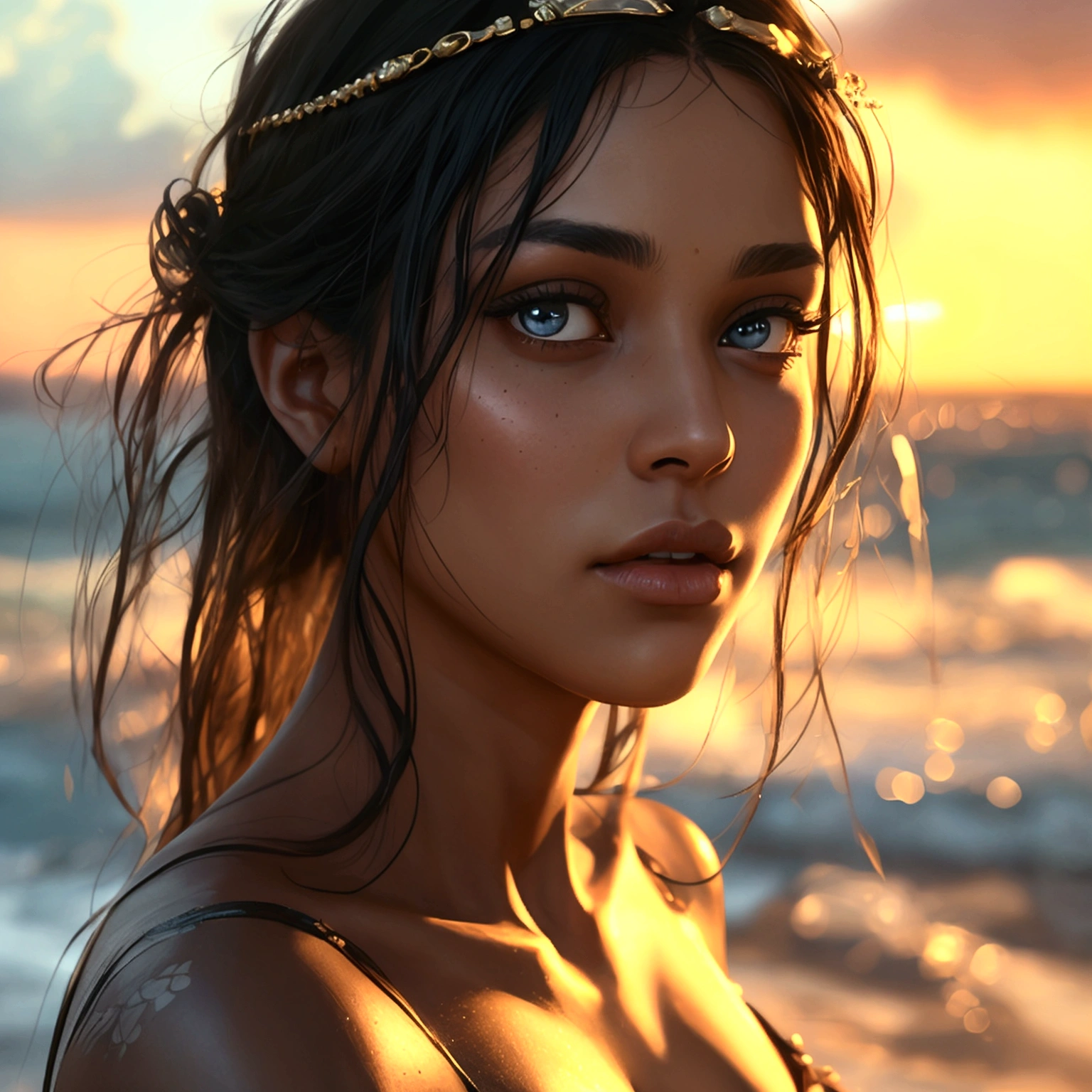 woman in the beach), close up , Full amazing body , ((nice modeling poses. amazing beautiful body , background full of stars, nebulas , clouds and lightings, (masterpiece), (best quality), (ultra-high quality), (8k resolution), (over-detailed), (ray tracing), 12k, high definition, cinematic, behance contest winner, (( Leila Maine style )) portrait featured on unsplashed, stylized digital art, smooth, ultra high definition, 8k, unreal engine 5, ultra sharp focus, intricate artwork masterpiece, ominous, epic, Tanvir Tamim, trending on artstation, by artgerm, h. r. giger and beksinski, highly detailed, vibrant