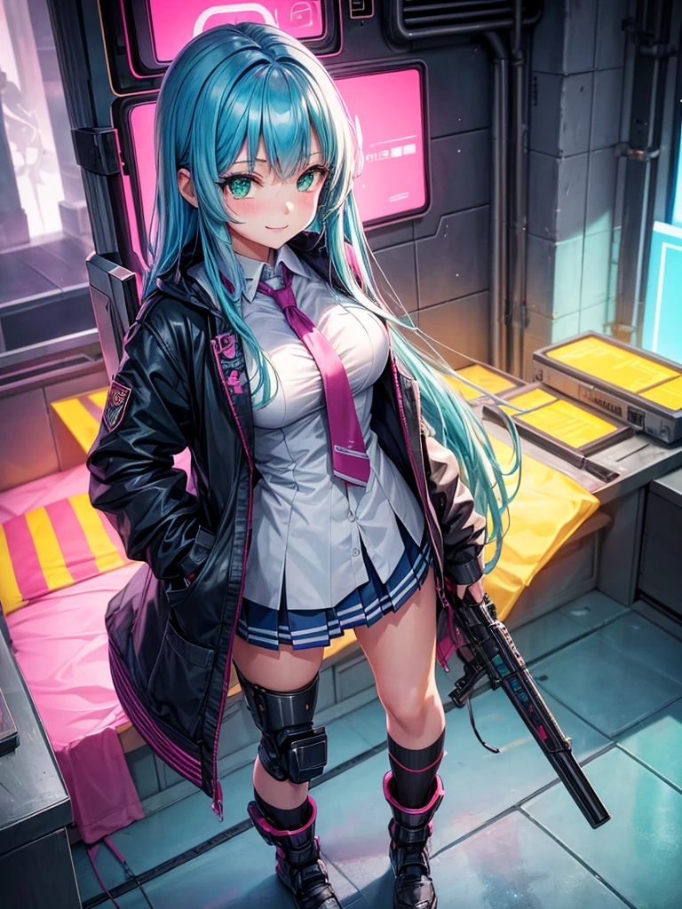 middle School girls，smile，Beautiful girls，Beautiful girl from another world，A whole new beautiful girl，Girl with a weapon in her hand，Cyberpunk uniforms，The best quality to get you horny，Psychic，Wizard，battle，Colorfulな髪色，Perfect Girl，Super cute girl，Cyberpunk Background，Cute uniform，Uniform of the Future，Wearing a cardigan，Long Hair、Sparkling eyes，She has her bangs down，Colorful，Ultra HD，Young girl，sex，Green Eyes，Naughty Girls，Full body image，Big Breasts，Beautiful Girl&#39;s Paradise，Fashion Girl，Naughty Girls，Beautiful Girl Country，High-dimensional beautiful girl，A beautiful girl who transcends everything，Pink Cardigan，So beautiful，Absurd，Beautiful girls，The psychology of beautiful legs，The pinnacle of aesthetics，beauty incarnate