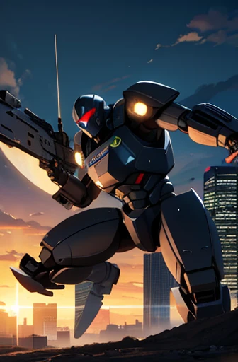 swat,battle field,holding_weapon,masterpiece,best quality,super fine illustration,robot,super detailed,dynamic angle,8k,building,detailed background,