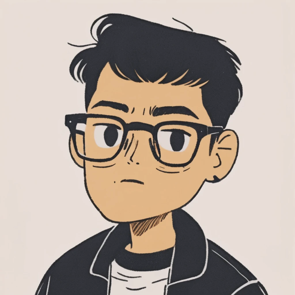 Cartoon of a boy with glasses and a jacket on - SeaArt AI