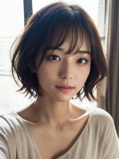Medium Short Hair、A faint smile