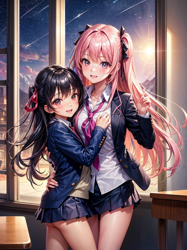 best quality,,smile,blazer,swimsuit,nepal,School,classroom,High-dimensional beautiful girl,Multidimensional beautiful girl,Several girls are depicted,They are hugging each other,Colorful,Different world,Collective of girls,JK,A girl taking off her uniform,future,Sexy and cute,New generation,futureの制服,Ribbon on uniform,Evolution of fashion,middle School girlultiple girls are depicted,harem,idol group,starry sky background,photo shoot,long hair,wearing a cardigan,beautiful girlの国,girl's paradise,highest quality,big breasts,leather jacket,happy girl,horny girl,Blue eyes,perfect face,standing position,She has her bangs down,fur jacket,Beautiful eyes,smooth hair,perfect eyes,beautiful girl,Angel,Angel Girl,multicolored hair colors,naughty girl,beautiful,High-dimensional beautiful girl,Multidimensional beautiful girl,hoodie,leather jacket,gathering,Group、,