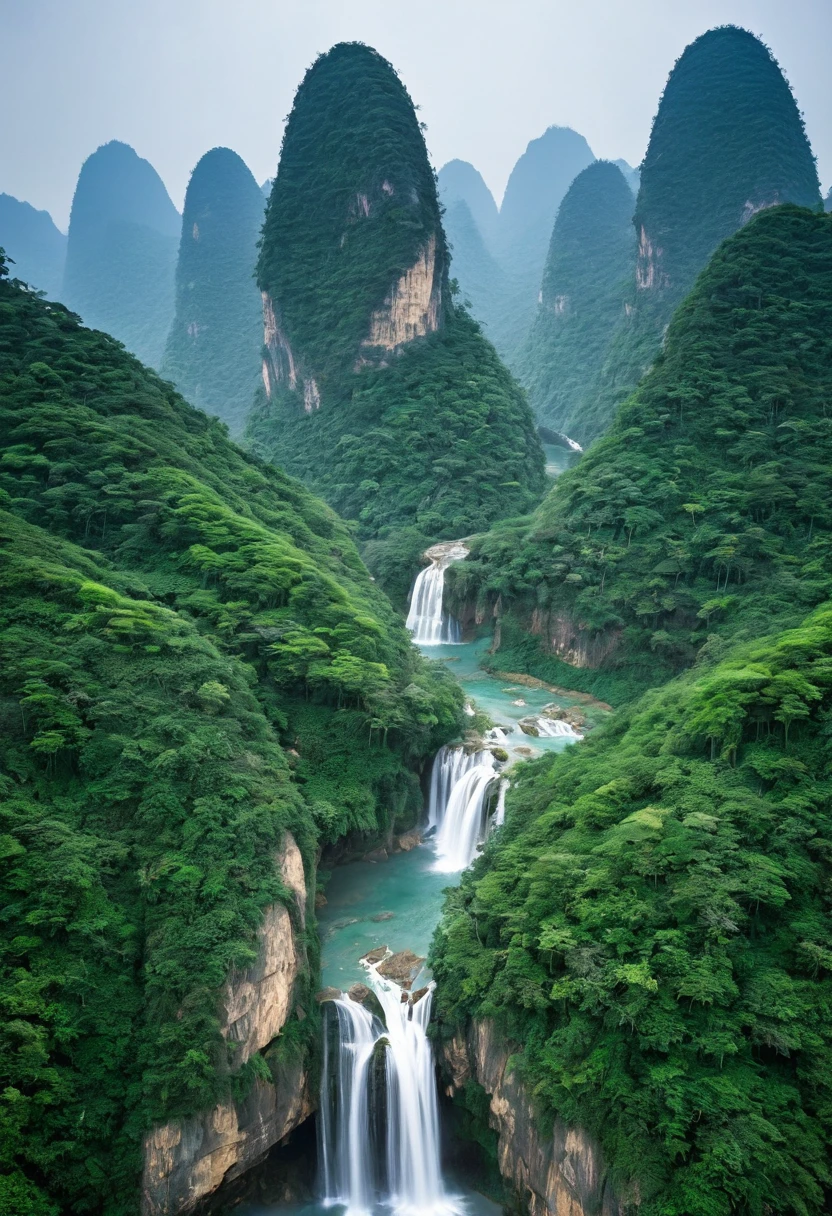2. Mountain top scenery，There are waterfalls and pagodas in the middle, Han Gan&#39;of paintings, CG Club Competition Champion, Fantasy Art, Fantasy Chinatown, Chinese scenery, Chinese Fantasy, Composed of trees and a dreamy valley, Ancient city landscape, Order an impressive fantasy landscape, The most magnificent scenery, Pagoda on the mountain, Mountain jungle environment, Avatar Landscape, China Village.