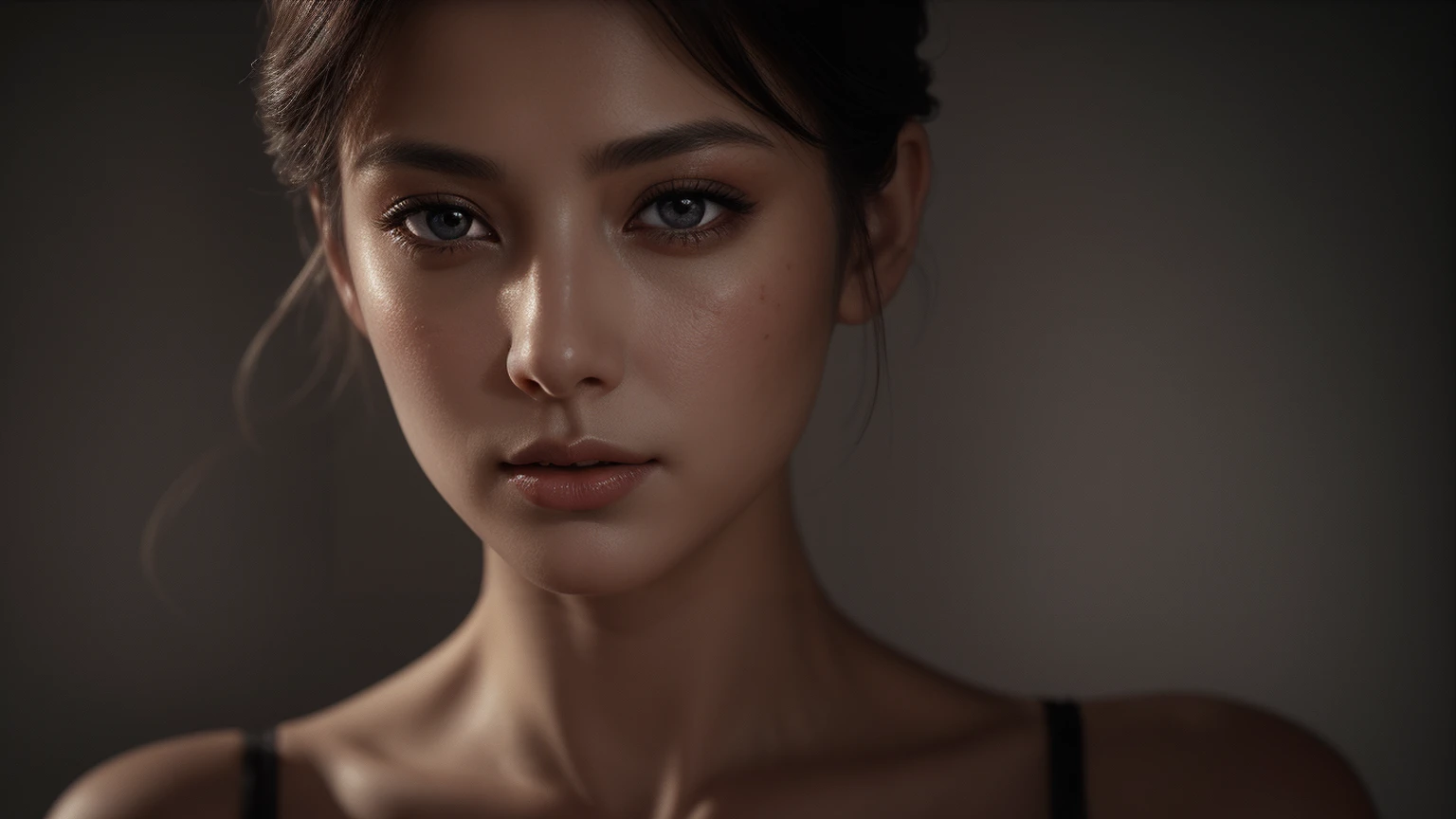 a beautiful woman who has peed in her fine lingerie, she has a scar on her eye, detailed portrait, photorealistic, 8k, high quality, (delicate facial features, detailed eyes, detailed lips:1.2), elegant, mysterious, moody lighting, dramatic shadows, cinematic composition, muted color palette, (ethereal, graceful:1.1)