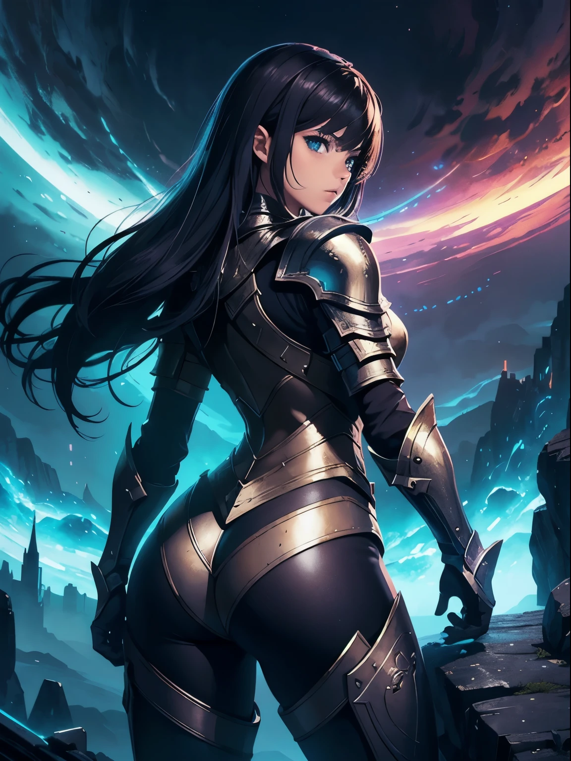 Closeup of girl in armor with bright lights, chica y 18, epic fantasy digital art style, epic fantasy art style, epic fantasy art style hd, fantasy art behavior, detailed 2D digital fantasy art, epic fantasy style art, 4K fantasy art, fantasy paladin woman, Exquisite and epic character art., epic fantasy character art, 2D digital fantasy art, putting on the armor, since ago, big butull maturity, holding the pants