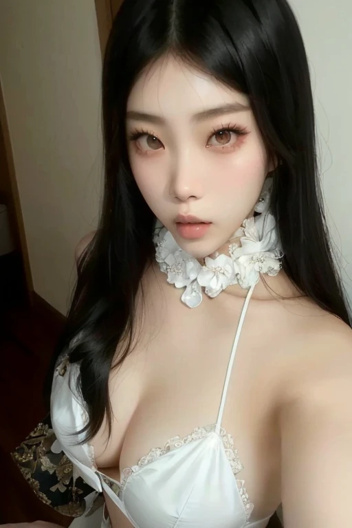 Araffe Asian woman wearing a white bra posing for a photo, cruel korean gothic girl, 1 8 son, japanese goddess, 22 years, korean girl, 18 years, shikami, 21 years, 27 years old, Asian girl, 23 years, , sexy look at the camera, jennie blackpink