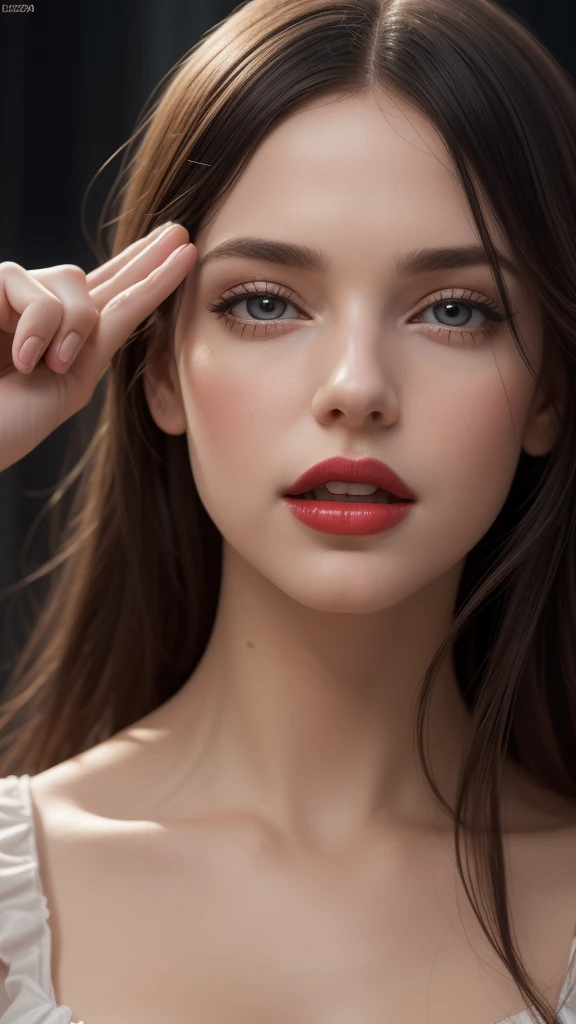((White Queen (Alice in Wonderland movie character)), highly detailed, com riqueza de detalhes, deep and seductive look, perfect bright big eyes, perfect mouth with red and fleshy lipstick, perfect pointy nose, delicate and perfect face, skin depth, perfect skin, perfect long black hair, linda, sensuous, perfect hands, whole body, no mistakes, ultra-realistic image, perfect symmetry, vibrant and clear, dynamic view, high level of detail and definition, 1200 PPI - Photographic resolution with greater color realism, hyperrealisti, high fidelity, cinematic, 8K UHD image resolution.