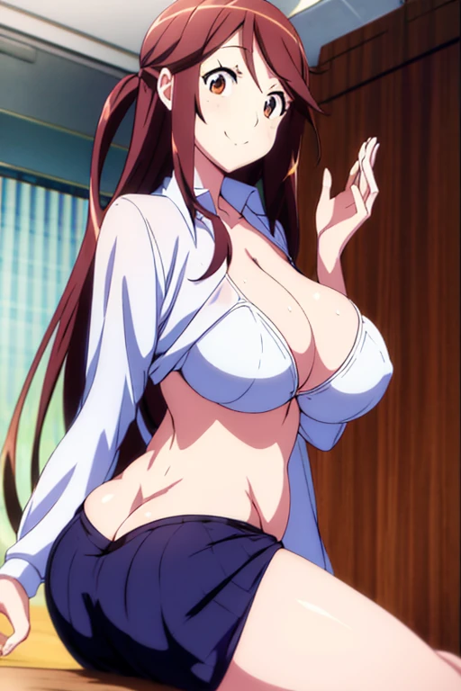 (masterpiece, Highest quality:1.2), One girl, alone, Casual wear, Private Server, Long Hair, Twin tails, Both sides up, Sweat, hot, Hot body, Heavy breathing, hot視線, 白い生地の布はSweatで濡れて透けている,
Firm, pointy, perky beautiful , A devilish open-mouthed smile, How to talk to someone, In the room, NanaBedroom,
Bras and underwear are designed as micro bikinis with less fabric., Worn as blue and white striped bikini underwear, Pleated white mini skirt, Open shirt, Her clothes are only open to the cleavage. Eples visibrough g or underwear,
Spread your legs wide, She lifts her skirt with one hand to show her underwear, blushes, and looks at the viewers with a dazed look., Heavy breathingで擦り寄ってくる, Ultra-thin 0 on a nearby desk.A dozen 0.1mm condoms are placed in an open bh the connected condoms sticking out.,
From before,
bndoors, break anal sex, monster cock anal sex, break (masiece:), Highest quy, Hiesolun, unity 8k wallpaper, (figure:0.9), (Beautiful attention to detail:1.6), Highly detailed face, Perfect lighting, Highly detailed CG, (Perfect hands, Perfect Anatomy),