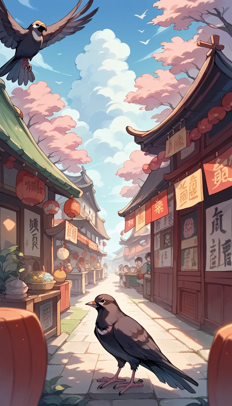 Tanabata poster,pink,sweet,Magpie,Chinese traditional festival Niuliangzhinu