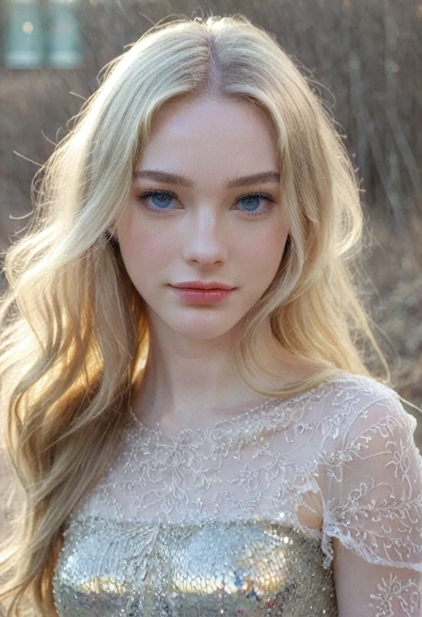 ((intricate details, pale skin)), solo, very detailed, detailed face, very long hair, picture of a beautiful young woman, NOT Dasha Taran, similar to Megan Fox face, sfw, ((natural blonde hair)), High Definition RAW Photography, 16k photography, (full body), standing, delicate facial features, pretty face, detailed full body, visible from head to knees, (bright sky-blue eyes:1.2), mesmerizing eyes, emotive longing expression, (cinematic, film grain:1.1), smiling, sunlight ilumination