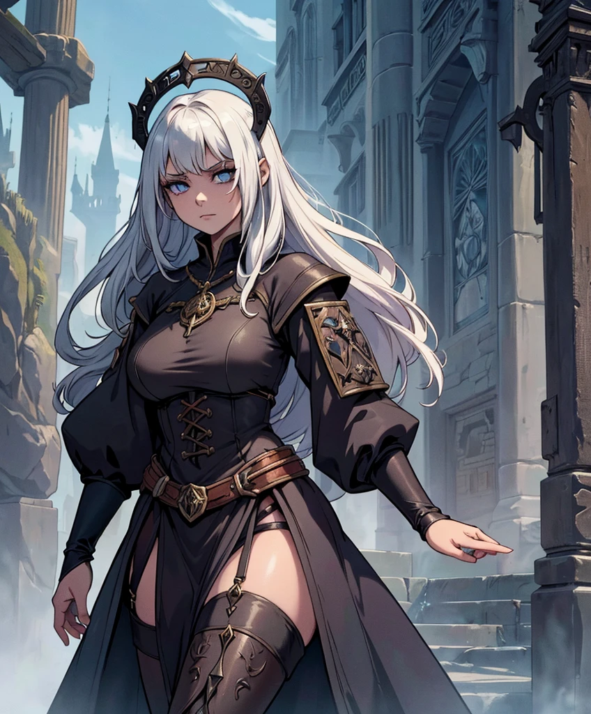 (((1girl))) (((Solo focus))) (((Appears to be 20 years old with youthful looks.))) (((Medieval fantasy attire.))) (((Medieval fantasy aesthetic.))) (((Appears to be 20 years old with mysterious looks.))) (((Medieval fantasy attire.))) (((Appears to be 20 years old with mysterious looks.))) (((Medieval fantasy attire.))) (((Medieval fantasy aesthetic.))) Create a dark and sinister female character for a fantasy setting. She looks like a sinister human female character for a dark and eerie world. She is a character in a dark fantasy world of horror fantasy. Attractive. She is a sorceress with with a scheming demeanor.