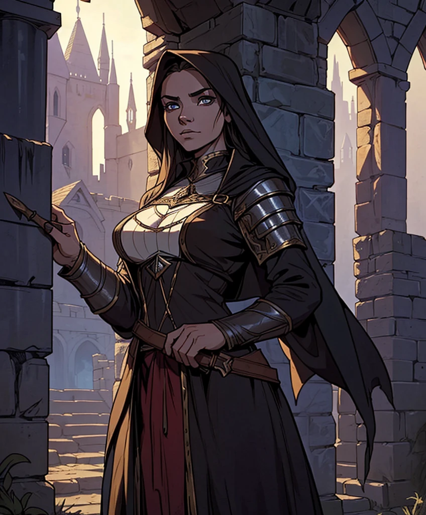 (((1girl))) (((Solo focus))) (((Appears to be 20 years old with youthful looks.))) (((Medieval fantasy attire.))) (((Medieval fantasy aesthetic.))) (((Appears to be 20 years old with mysterious looks.))) (((Medieval fantasy attire.))) (((Appears to be 20 years old with mysterious looks.))) (((Medieval fantasy attire.))) (((Medieval fantasy aesthetic.))) Create a dark and sinister female character for a fantasy setting. She looks like a sinister human female character for a dark and eerie world. She is a character in a dark fantasy world of horror fantasy. Attractive. She is a sorceress with with a scheming demeanor.