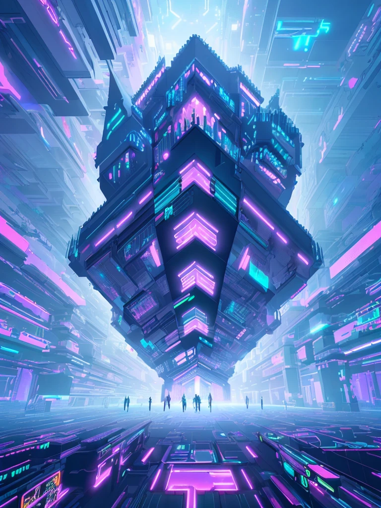 a (voxelpalace:1), abstract geometric architecture, futuristic, intricate patterns, glowing neon lights, cinematic lighting, 8k, ultra-detailed, hyperrealistic, volumetric fog, dramatic shadows, vibrant colors, intricate details, clean and sharp, seamless, masterpiece
