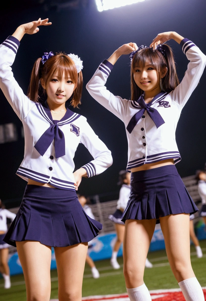 Two Girls,roromiya,ririchiyo,school uniforms, miniskirt, dancing,Ascot, masterpiece, Highest quality