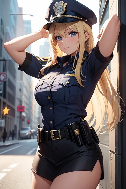 Pretty blonde police officer