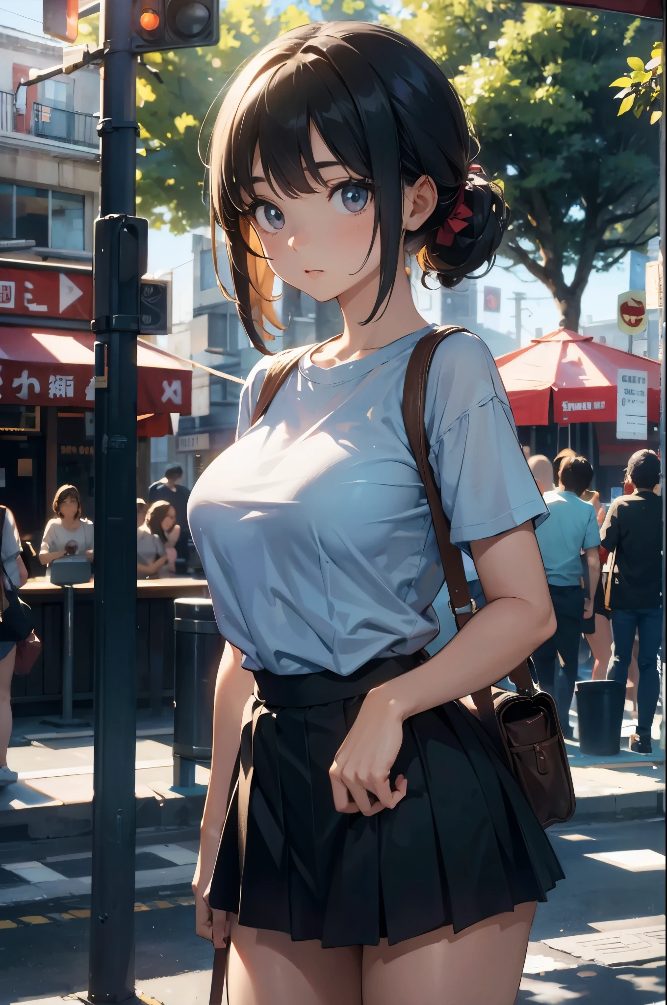 8K, artwork, Best quality, Reality, Ultra Detail, 1 girl, Real skin texture, Large breasts, Look at the bystanders, , Loose mid-length T-shirt,, under, under , mini skirt, , light, Face Focus, Fine Eyes, Surface details, The face is well-lit, Sunlight, Outdoor cafe in the background, Low angle shot, Bottom view
# Just-in-time production is located on a rooftop in Corona, Queens, Nova York. Sunset, The sky is dazzling, Create stunning backgrounds for your scenes. The lady poses confidently, Exuding elegance and grace. Add a touch of playfulness to your sophisticated look. 屋顶闪耀着温暖的城市light, The atmosphere is enhanced by the dazzling neon lights that dot the horizon.. Highest image quality, With sharp focus and ultra-detailed features, Capturing every nuance of a woman'Expression and surroundings. The overall effect is realistic、Immersive, Enhance rich colors and textures with HDR rendering.huge , Crazy breast swelling, Chest larger than shoulder blades, Big breasts and thin waist,(huge breasts:1.2),Hydrated skin((rogue))((非常huge乳房)),((Grooves reveal original skin))((Open your legs))