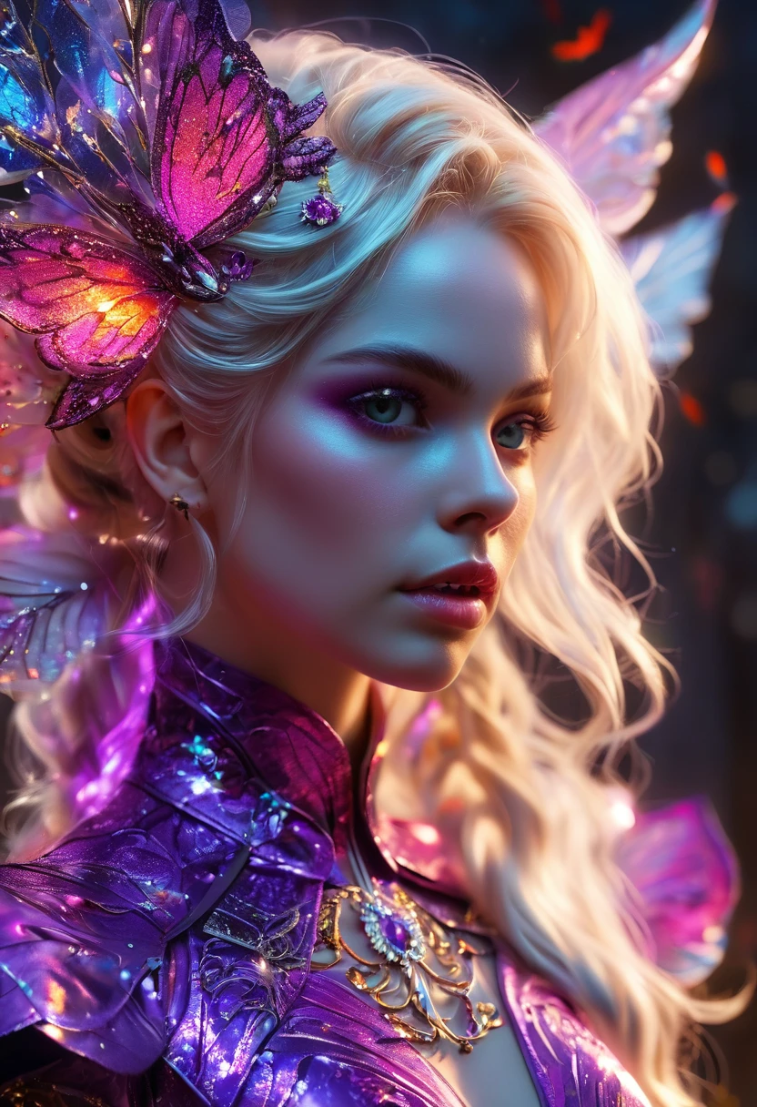 (best quality,4k,8k,highres,masterpiece:1.2),ultra-detailed,(Ultra-realistic, photorealistic,photo-realistic:1.37), Purple female Necromancer, beautiful, Blood Moon, Ray Tracing, highest quality, super high quality, Absurd detailed, best Light, Best Shadow, sharp image, detailed, extremely detailed, Amazing resolution, Ultra-high resolution, Particle Effects, Beautiful Effects, Vibrant colors, neon Light, neon, Light, golden eyes