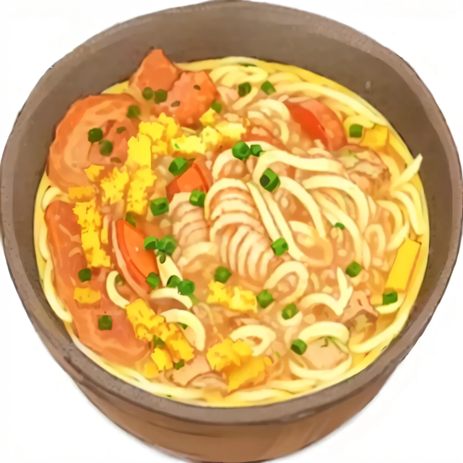 a close up of a bowl of Noodle with meat and vegetables, Noodle, Anime Food, Map tofu cartoon, ❤🔥🍄🌪, Cangyue, Okame, Shogakukan, Hand-Pulled Noodle, Monitor, Black person, Guande, Katagiichi, Fresh peas, sankakucomplex anime character