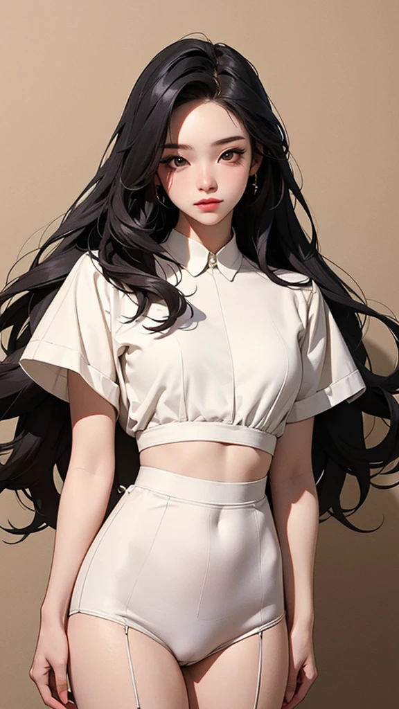 ((masterpiece, high quality, 最high quality, 8k, wallpaper, Thin line drawing, Very detailed, Absurd)), One girl, Korean Pop Stars, , Long black hair, Clean hands, Camel Toe,