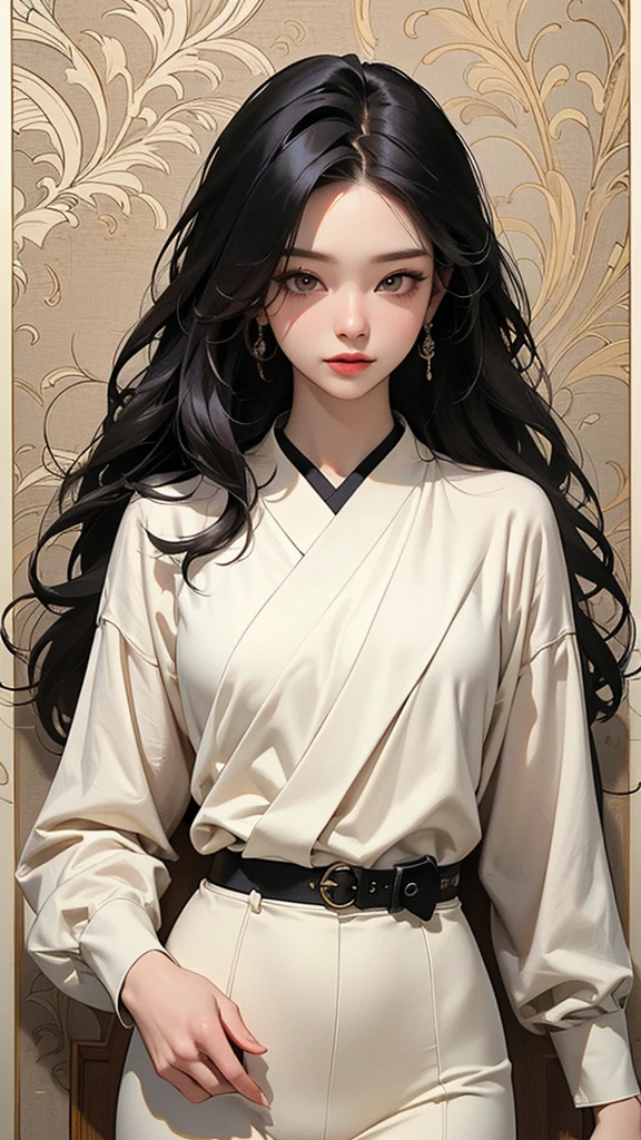 ((masterpiece, high quality, 最high quality, 8k, wallpaper, Thin line drawing, Very detailed, Absurd)), One girl, Korean Pop Stars, , Long black hair, Clean hands, Camel Toe,