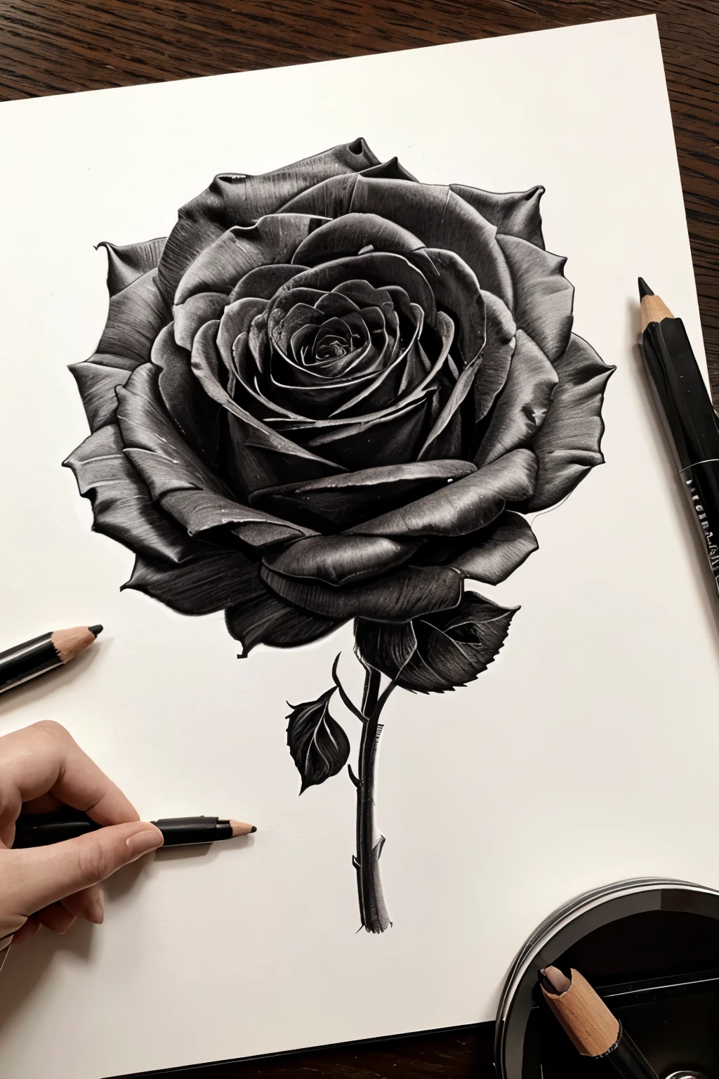 Make some black roses drawn in pencil