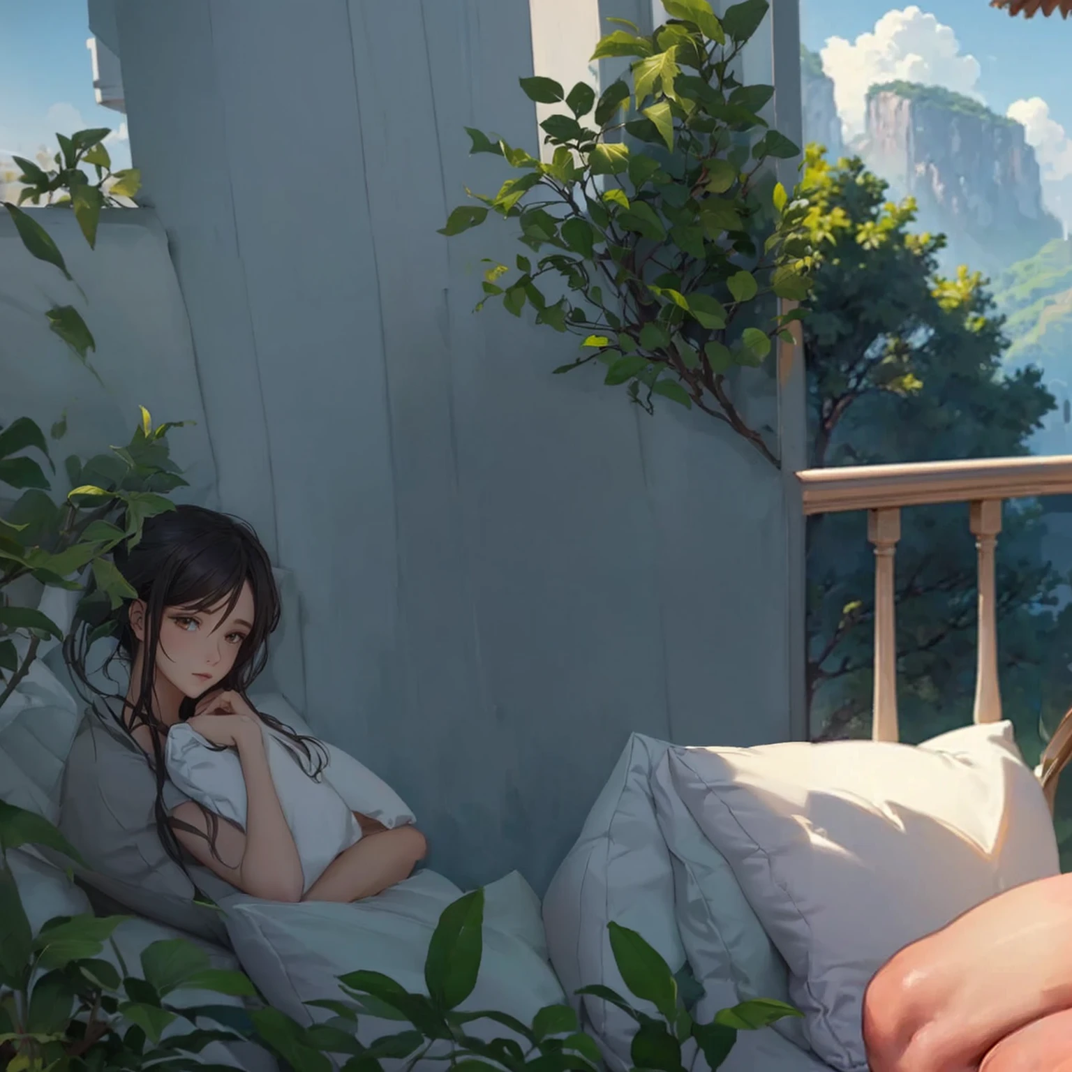 (((jungle))),(((balcony))),(((pillows)))