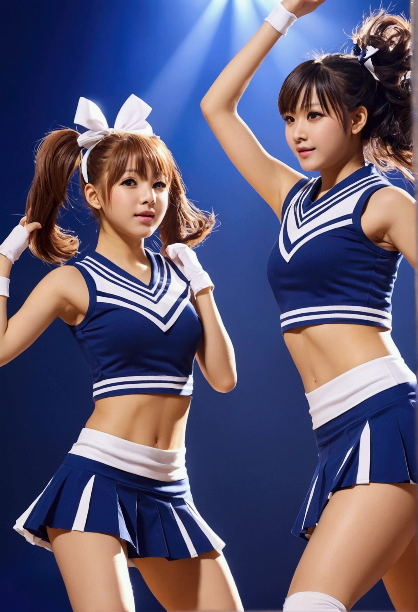 Two Girls,roromiya,ririchiyo,school uniforms, miniskirt, dancing,Ascot, masterpiece, Highest quality