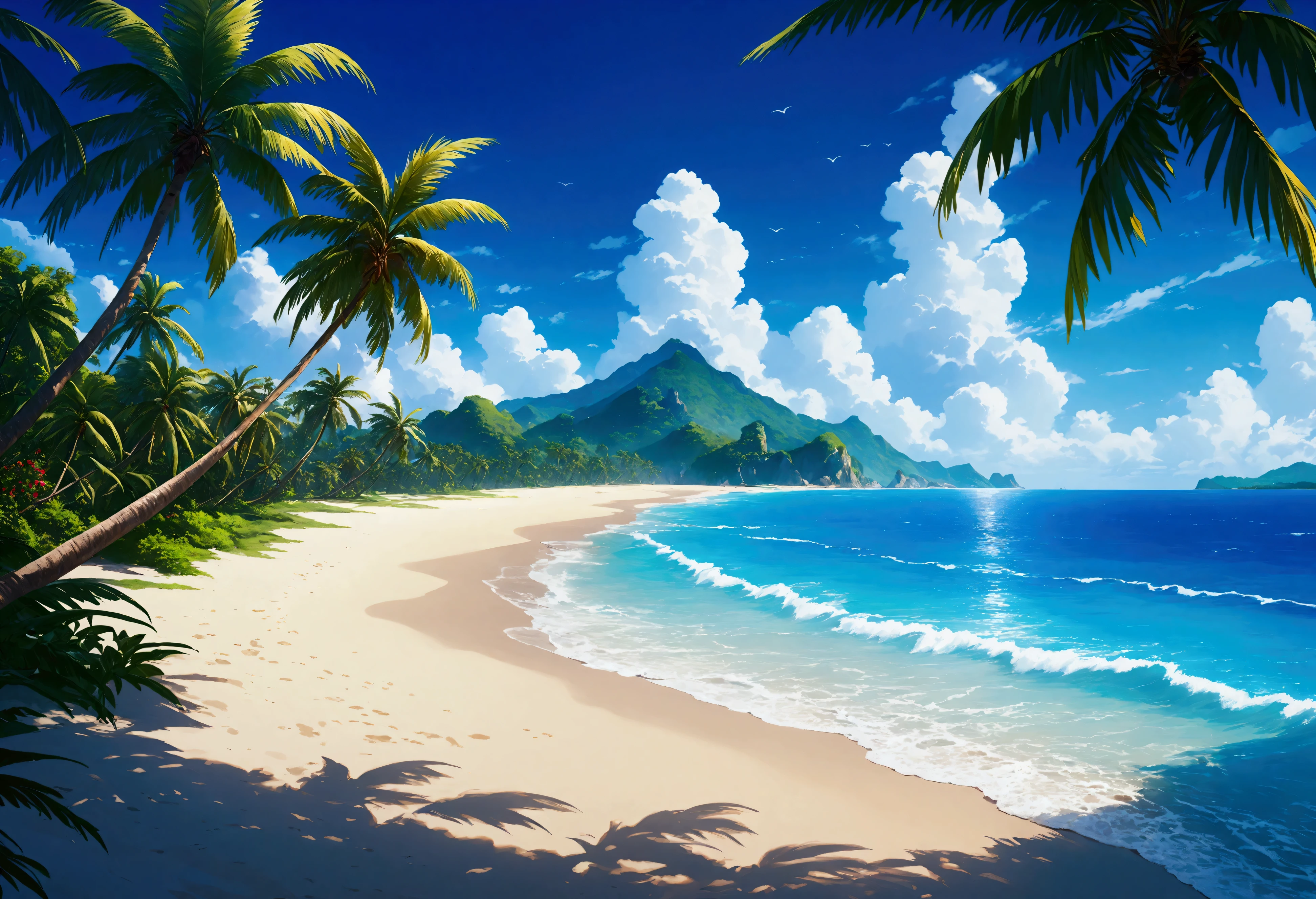 Tropical beaches,Palm tree,Open Sea,Xia Yun,Highest quality, 8k, High resolution, masterpiece:1.2, Very detailed, Realistic:1.37, High resolution, 超High resolution, Very detailed, Professional, Vibrant colors